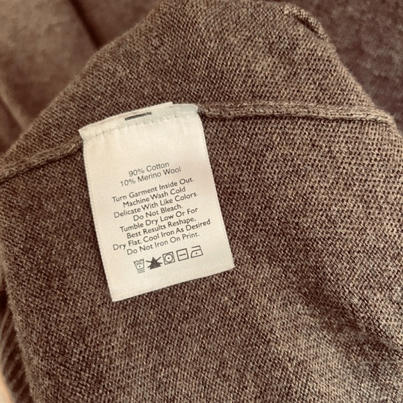 Eddie Bauer Sweater Mens TXL Olive Brown Cotton Merino Blend Fine Knit V-neck - Picture 7 of 14